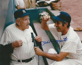 York Yankees Phil Rizzuto Autographed 8x10 Color Photo With Casey Stengel