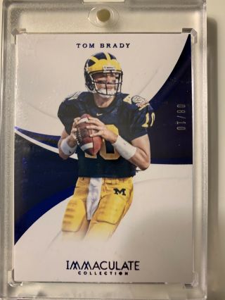 2018 Immaculate Collegiate Tom Brady Ssp 08/10 Blue Parallel Michigan,  Patriots