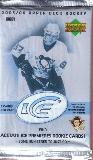 2005 - 06 Upper Deck Ice Hockey Hobby Pack Fresh From Box Crosby Rc Year