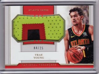 2018 - 19 National Treasures Trae Young Patch Rookie Holo 4/25 Jersey Hawks