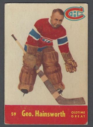 1955 - 56 Parkhurst Montreal Canadiens Hockey Card 59 George Hainsworth Otg