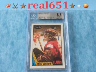 1987 O - Pee - Chee 215 Mike Vernon Rookie | Flames | Red Wings | Bgs 8.  5 Nm - Mt,