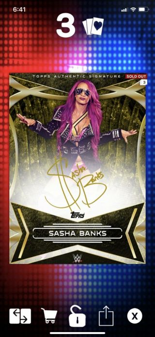 Wwe Topps Slam Digital 2017 Gold Signature Series Sasha Banks 100cc Hot