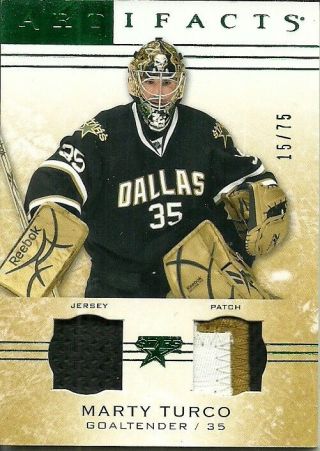 2014 - 15 Artifacts Jerseys Patch Emerald 106 Marty Turco/75