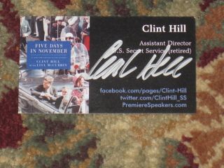 Clint Hill Signed Business Card John F.  Kennedy Secret Service Autograph