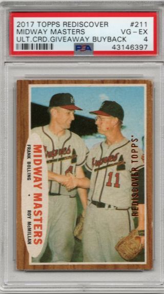 Rediscover 1962 Topps 211 Midway Masters Frank Bolling Roy Mcmillan Vg Ex Psa 4
