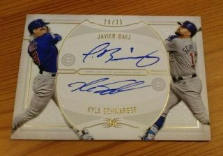 2019 Definitive Javier Baez / Kyle Schwarber Cubs Sp Dual On - Card Auto 20/35