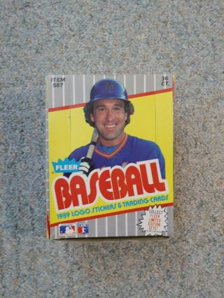 1989 Fleer Baseball Card Wax Box,  36 Packs,  Griffey Jr,  B.  Ripken,  Biggio Rookie
