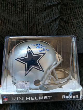 Mel Renfro Signed Autographed Dallas Cowboys Mini Helmet Schwartz