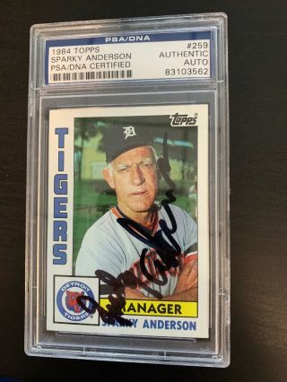 Sparky Anderson Signed 1984 Topps Psa Detroit Tigers Autographed Card 259