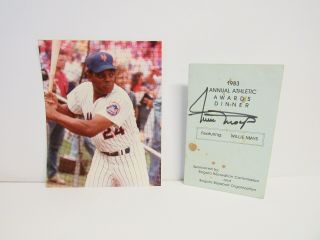 Willie Mays N.  Y Mets 8x10 Color Photo & 1983 Signed Awards Dinner Program