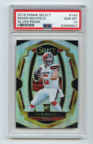 Baker Mayfield Psa 10 Rc 2018 Panini Select Silver Refractor Premier Level Sp