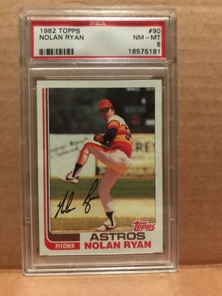 1982 Topps Baseball 90 Nolan Ryan Psa 8 Nm - Mt Holder - Amazing