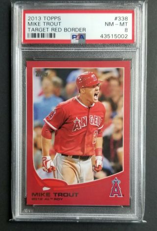 2013 Topps Mike Trout 338 Target Red Border Psa 8 Nm - Mt Angels Non Auto