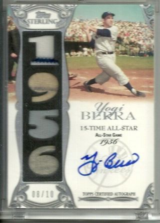 Topps 2006 Sterling Yogi Berra Autograph /4 Piece Game 8/10 Jersey Number