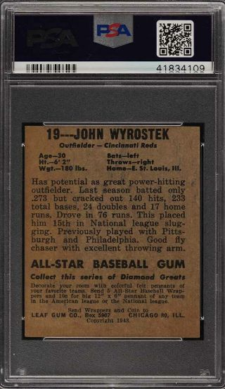1948 Leaf John Wyrostek SHORT PRINT 19 PSA 5 EX (PWCC) 2