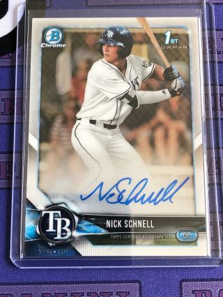 Nick Schnell 2018 Bowman Chrome Draft Autograph Auto Cdans Tampa Rays