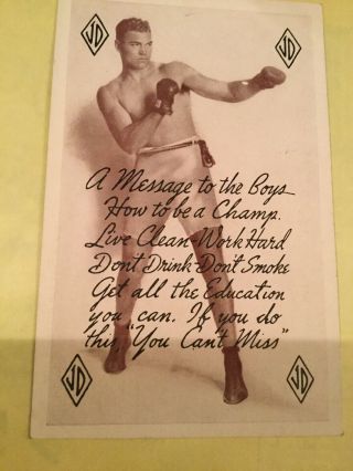 Vintage Jack Dempsey Signed Post Card with A Message To The Boys To Work Hard 2