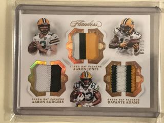 2018 Flawless Green Bag Triple Patch Rodgers,  Jones & Adams 3 - Color Patches