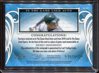 2019 Leaf ITG Game Rickey Henderson Game Jersey 2/5 2