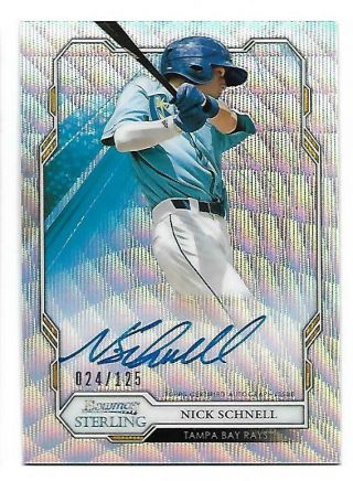 2019 Bowman Sterling Nick Schnell Auto Ed 024/125 Wave Refractor Prospect Rays