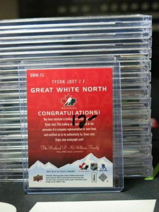 2017 - 18 Sp Authentic Tyson Jost Team Canada Great White North Auto Autograph Bb