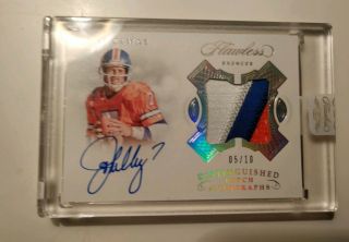 2018 Panini Flawless John Elway Auto 3 Color Patch 05/10 Encapsulated