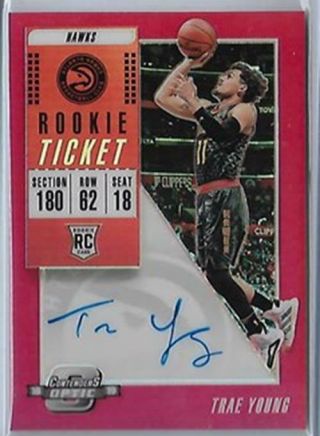 2018 - 19 Contenders Optic Trae Young Rookie Auto Hawks /149 Jw
