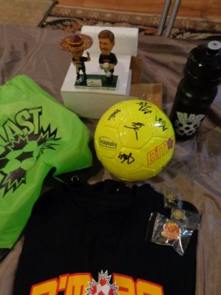 Baltimore Blast Signed Soccer Ball W/ Bobbleheads,  Other Trinkets.