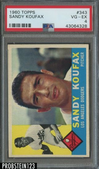 1960 Topps 343 Sandy Koufax Los Angeles Dodgers Hof Psa 4 Vg - Ex