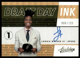 2018 - 19 Absolute Memorabilia Draft Day Ink 18 Lonnie Walker Iv Auto /125