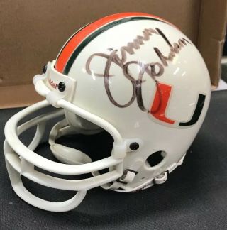 Miami Hurricanes Mini Helmet Great Detail Jimmy Johnson Autographed Read Fully