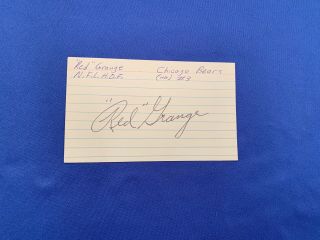 Red Grange Signed 3x5 Index Card Chicago Bears George Halas The Galloping Ghost