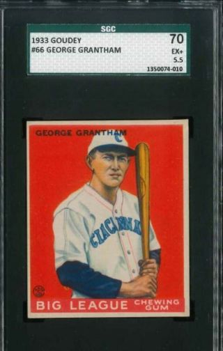 1933 Goudey George Grantham 66 Baseball Card Graded Sgc 70 Ex,  5.  5