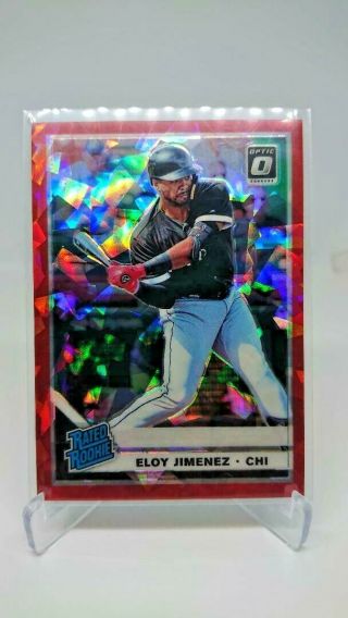 Eloy Jimenez 2019 Donruss Optic Baseball Rated Rookie Cracked Ice Red Fotl 6/7