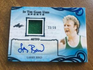 2019 Leaf In The Game Larry Bird Game Jersey Auto 23/30 Blue Parallel