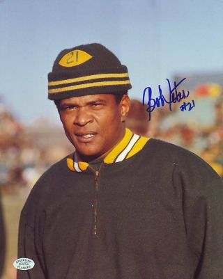 Autographed 8x10 Color Photo Of Bob Jeter - Green Bay Packers Iowa Hawkeyes