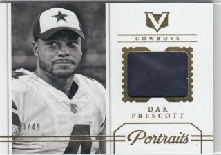 Dak Prescott /49 Cowboys Game Jersey Patch 2017 17 Panini Vertex Spotlight