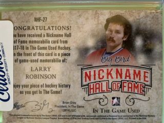 2017 - 18 In The Game Larry Robinson 2/2 Nickname Hall Of Fame Big Bird 2/2 2