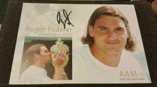 Roger Federer Hand Signed Autographed Tennis Hero Card 5×7 2003 Wimbledon Champ