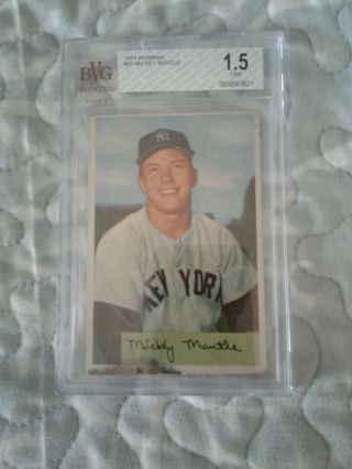 1954 Bowman Mickey Mantle 65 Baseball Card Beckett Bvg 1.  5