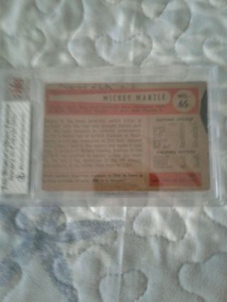1954 Bowman Mickey Mantle 65 Baseball Card Beckett BVG 1.  5 2