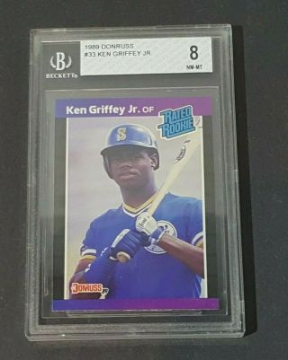 1989 Donruss 33 Ken Griffey Jr.  Rc Rookie Baseball Card Graded Bgs 8 Nm - Mt