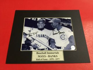 Willie Mays And Ernie Banks Signed 5x7 Photo With Certificate Of Authenticity