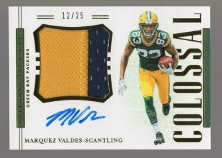 Marquez Valdes - Scantling 2018 National Treasures Colossal Rc Auto/patch 12/25