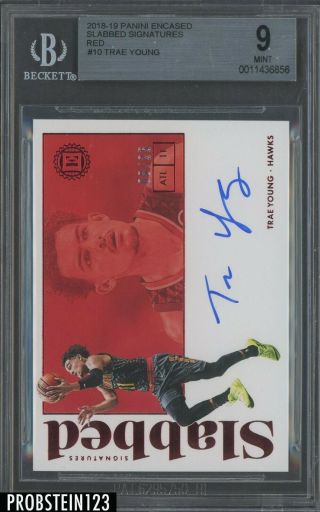 2018 - 19 Panini Encased Slabbed Red Rookie Auto 8/25 10 Trae Young Bgs 9.  0/10