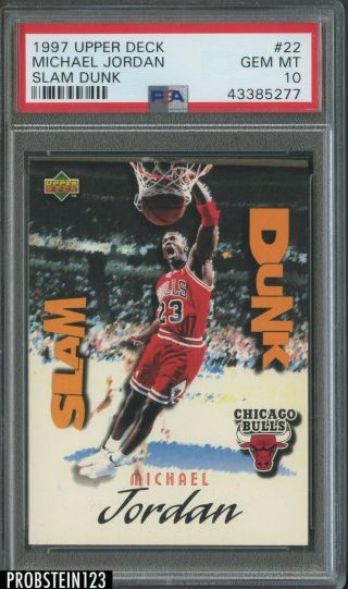 1997 Upper Deck Slam Dunk 22 Michael Jordan Chicago Bulls Hof Psa 10 Gem