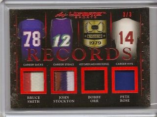 Pete Rose - John Stockton - Bruce Smith - Orr 2019 Leaf Ultimate Records Jersey 3/3