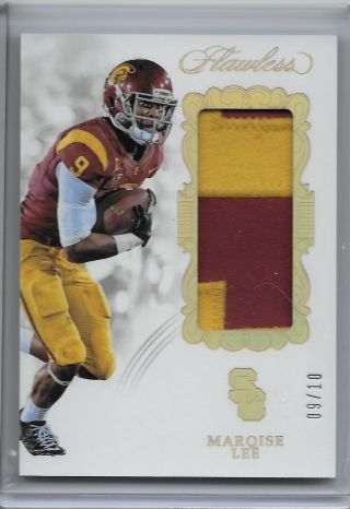 2018 Panini Flawless Collegiate Gold Marquise Lee 2 Color Patch 4/10,  Sp Rookie