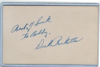 Dick Ricketts Index Card Signed Auto 1955 St Louis Hawks Nba Psa/dna 1933 - 1988